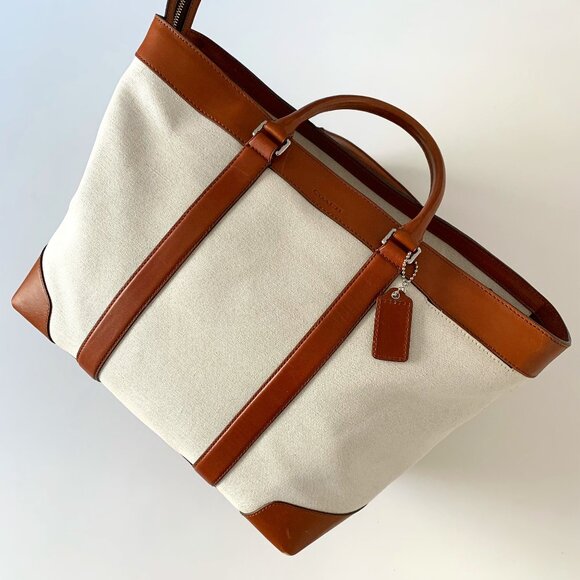 MOVING CLEARANCE - NWOL Canvas & Leather Coach Tote - Picture 1 of 12